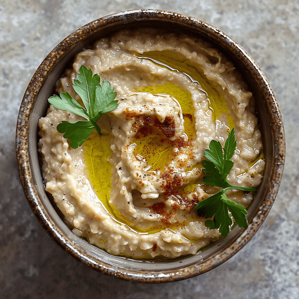 Geroosterde auberginedip met olijfolie