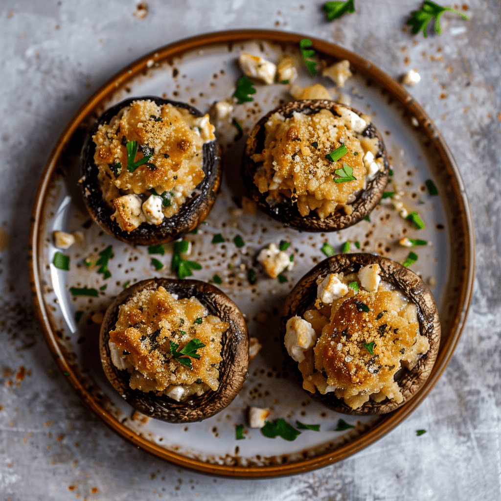 Gevulde champignons met kruiden en knoflook