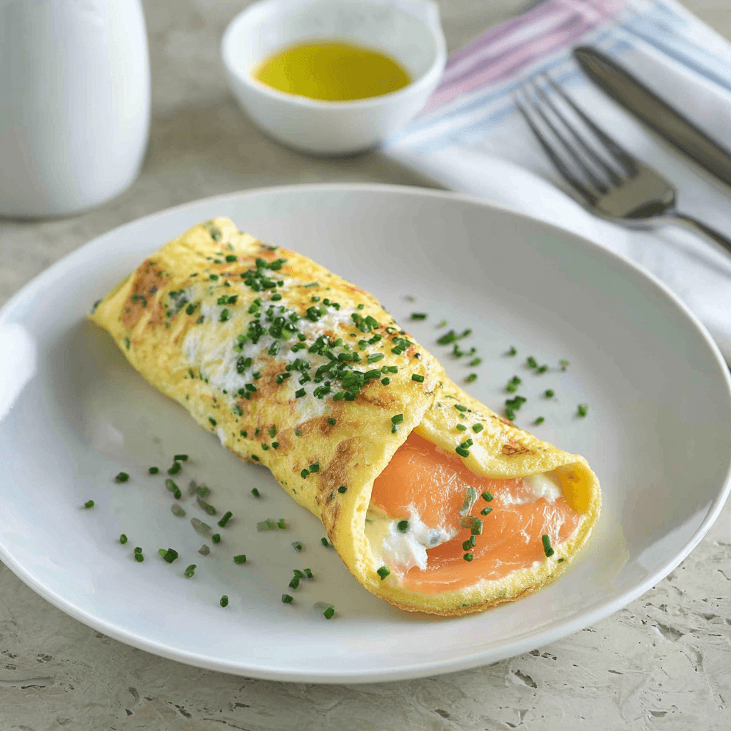 Omeletrol met zalm en roomkaas