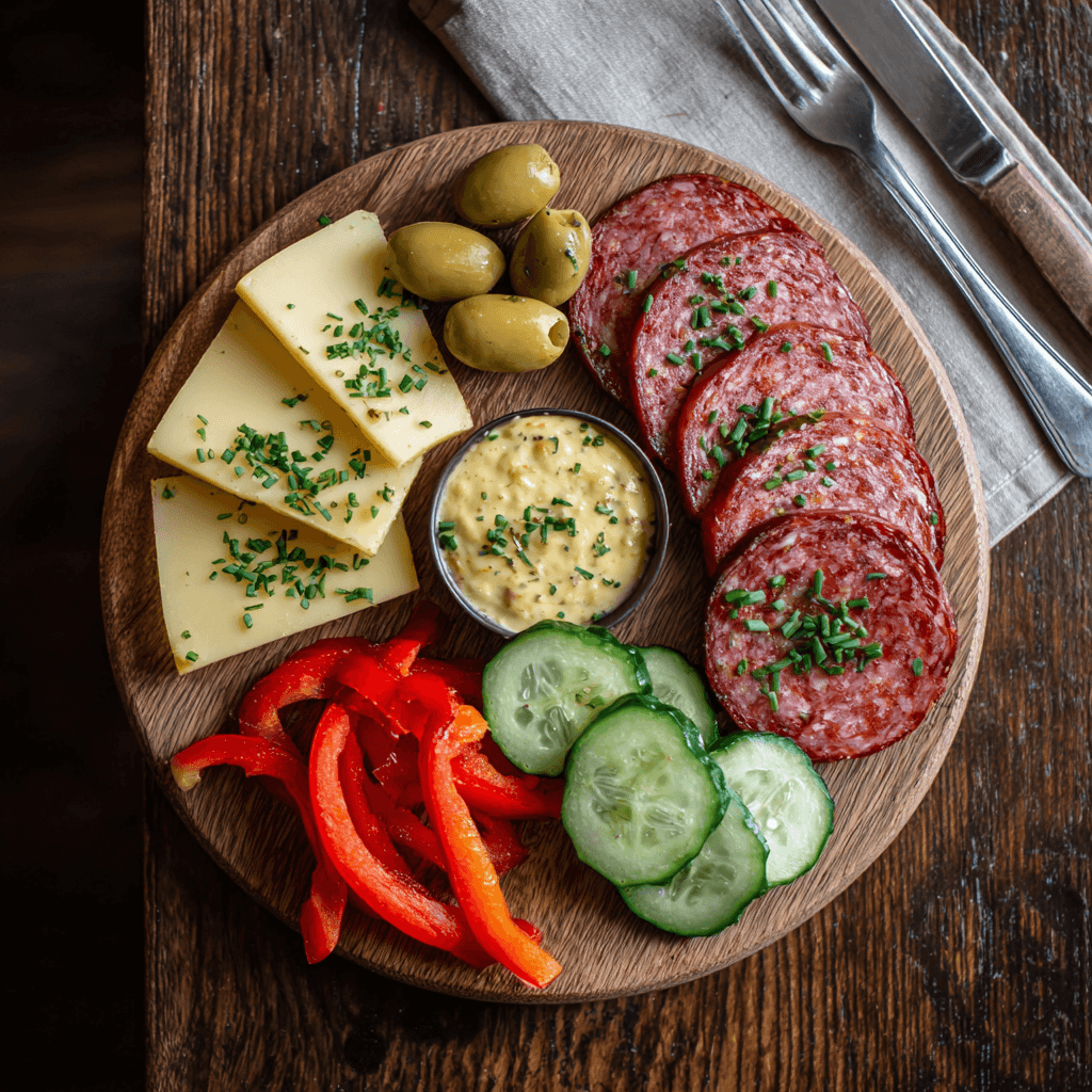 Kaas en worst lunchplankje