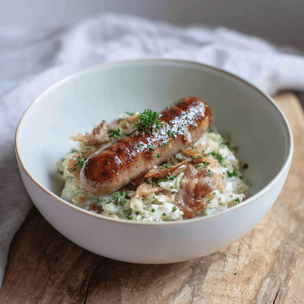 Rookworst met zuurkool en spek uit de airfryer