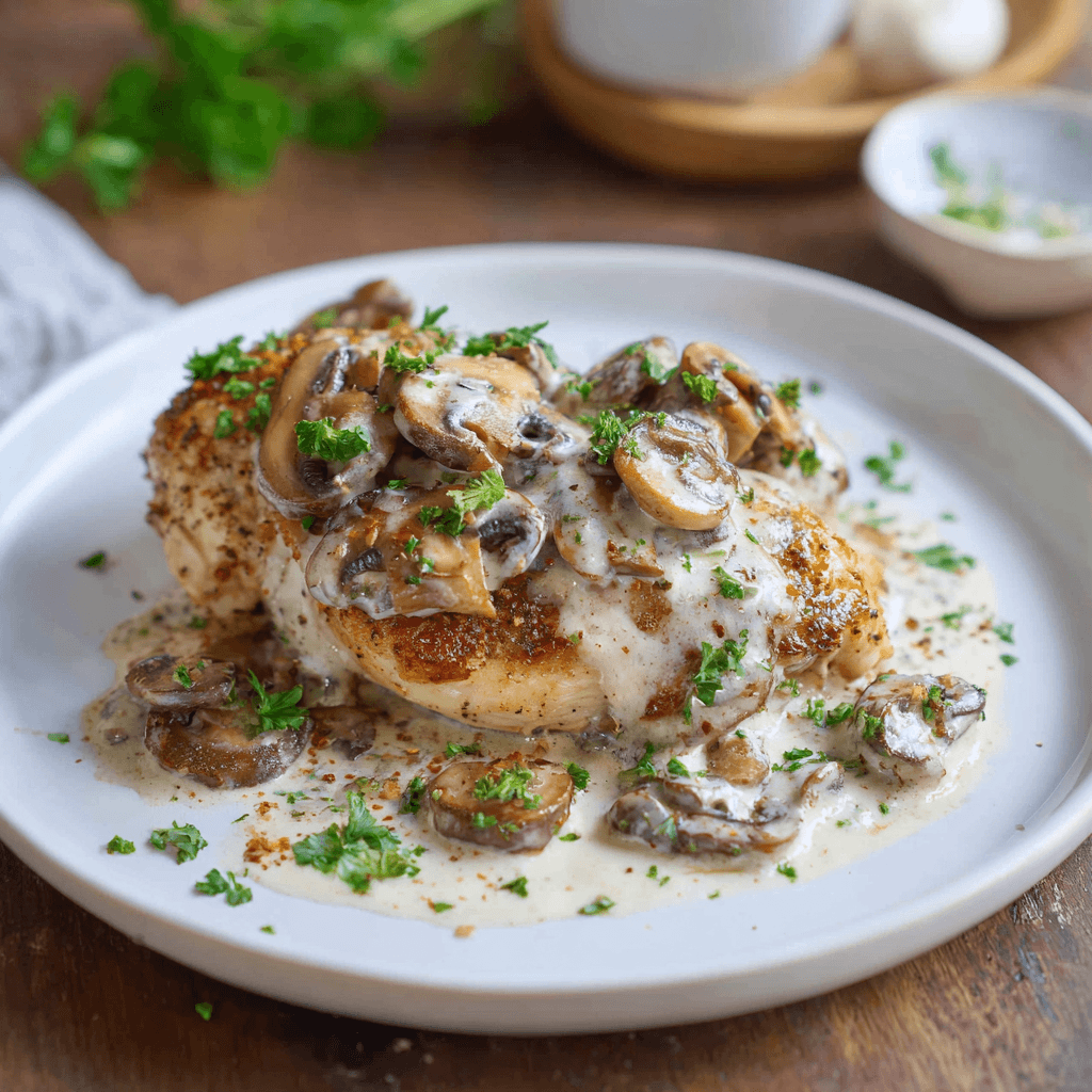 Kip met champignon roomsaus uit de airfryer