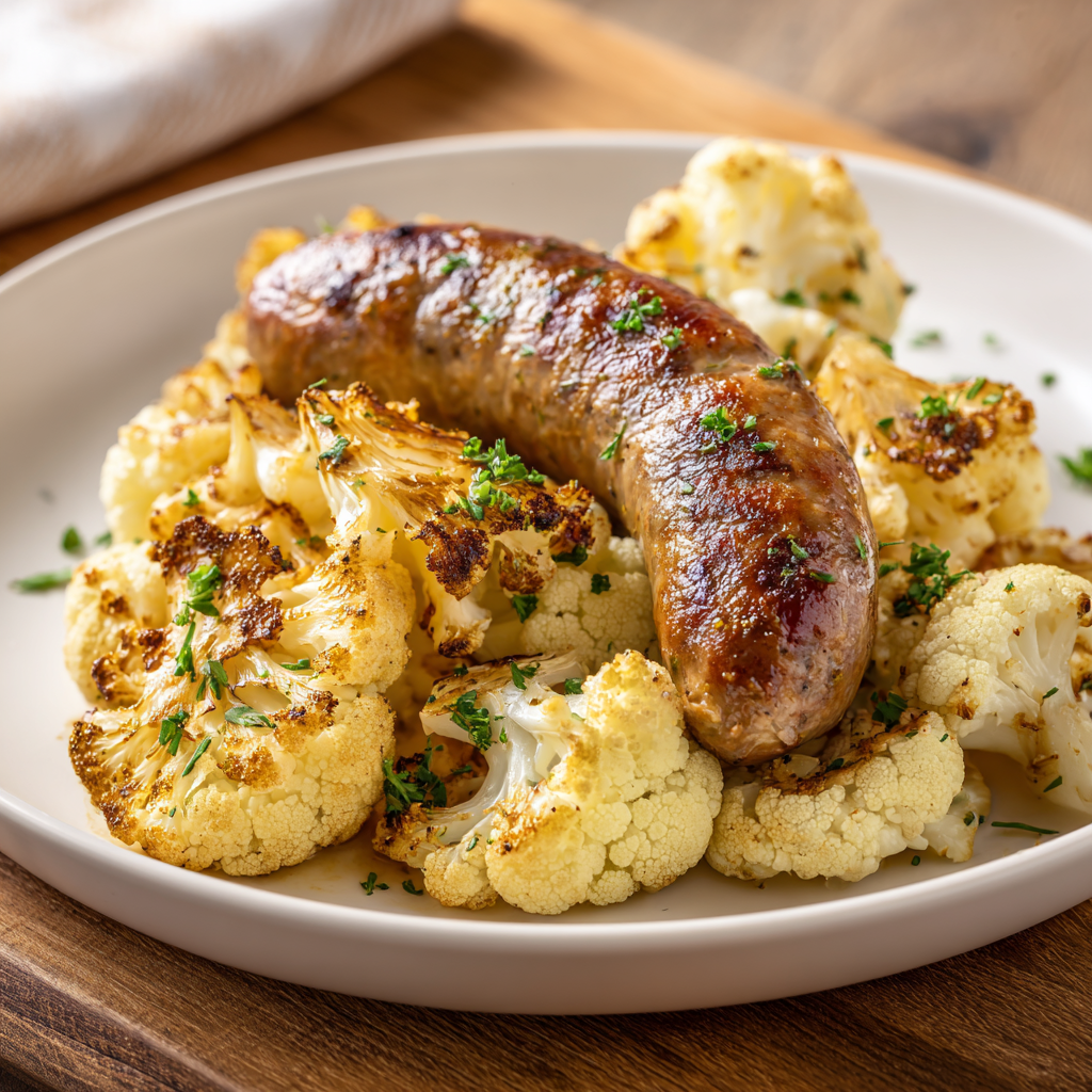 Braadworst met bloemkool uit de airfryer