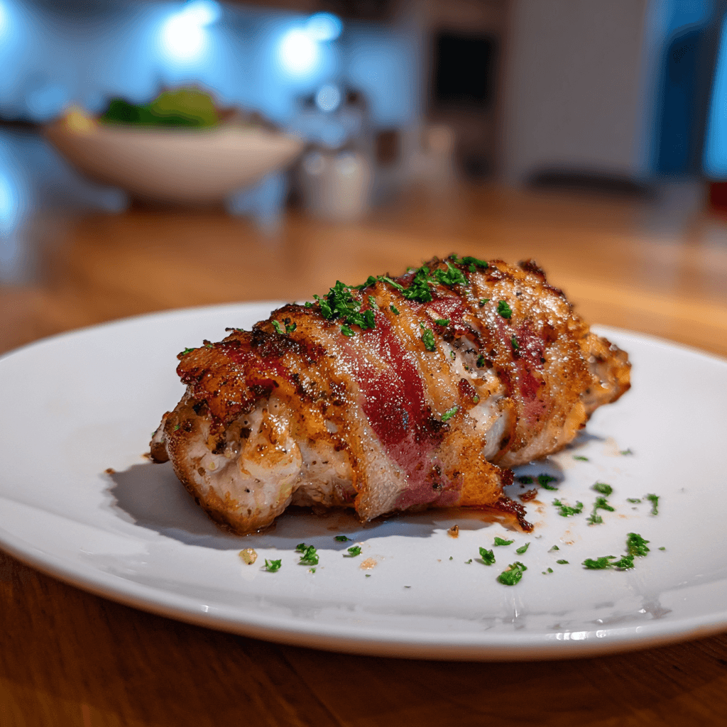 Kipdijfilet met spek uit de airfryer